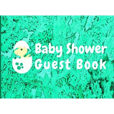 Imagem de baby shower guest book: Green marble paper: baby shower guest book journal elegant dino notebook Dinosaur Cute Dino Theme