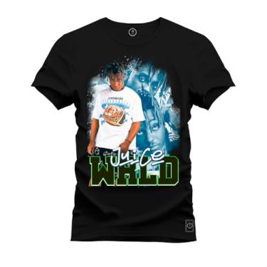 Imagem de Camiseta Plus Size Premium 100% Algodão Estampada Shirt Unissex Juice Wrld Preto G2