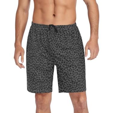 Imagem de CHIFIGNO Shorts de pijama masculino para dormir calça de pijama macio com bolsos e cordão, Estampa de leopardo preto - 1, M