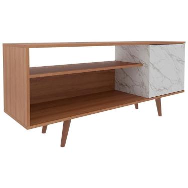 Imagem de Rack Para Tv 42 Pol 136 Cm 1 Porta R1486 Amendoa Marmore Branco Tecno Mobili Amendoa Marmore Branco