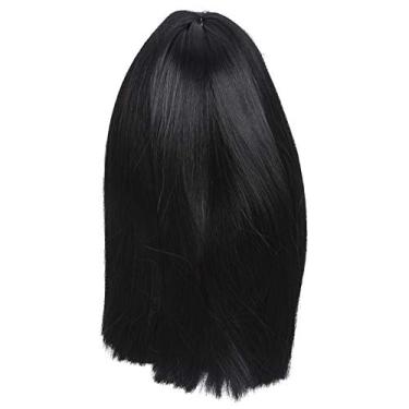 Imagem de Peruca Sintética Preta Longa e Reta Com Franja para Festas, Cosplay, Visual Macio e Confortável Peruca de Cabelo Preto Longo e Reto Com Franja para Cosplay Peruca de Cabelo Longo