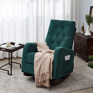 Imagem de MNSSRN Sofá estofado, cadeira de balanço, cadeira de TV, poltrona de sala de estar, tecido confortável, poltrona moderna com encosto alto