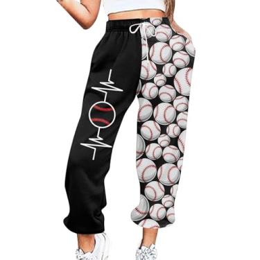 Imagem de Calça de treino feminina folgada para caminhada de verão calça slim fit calça palazzo calça de moletom leve, Vinho, P