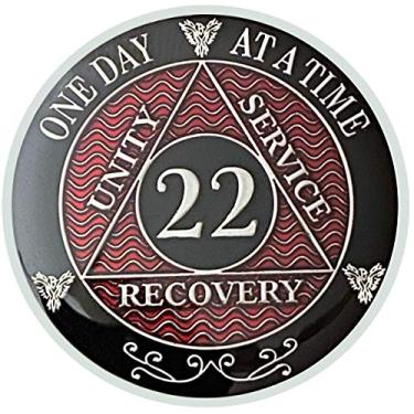 Imagem de Simply Minimal AA 21-30 Anos Prata Cores Banhadas Moedas de Recuperação, Alcoólicos Anônimos Medalhões, 22 red, Small