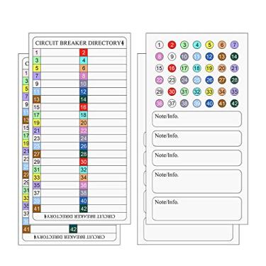 Imagem de Caixa de painel de fusível elétrica com adesivo de diretório de disjuntor à prova d'água com adesivo para organizar código de cor de substituição (2 conjuntos)