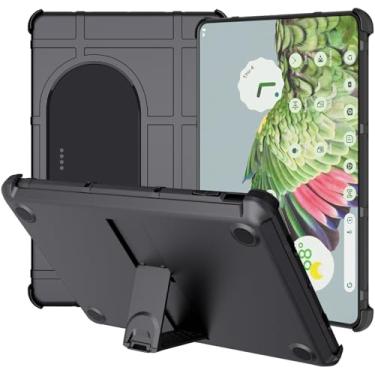Imagem de Capa e capa de viagem para Google Pixel Tablet (2023), Nakedcellphone Special Ops Rugged Shield e Hard Shell View Stand Companion - Preto fosco