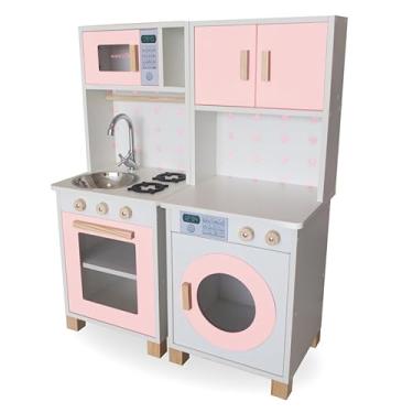 Imagem de Kit Mini Cozinha Infantil e Máquina de Lavar - Rosa Bebe