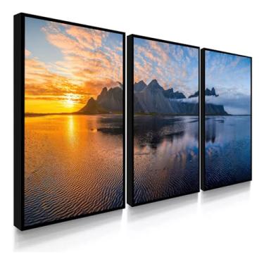 Imagem de Kit 3 Quadros Decorativo Sala Quarto Linda Paisagem Natureza Cachoeira Praia (Imagem 1)