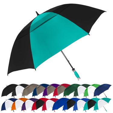 Imagem de Guarda-chuva de golfe "The Vented Typhoon Domer" StrombergBrand com dossel ventilado – resistente ao vento, estojo de transporte, O domador de tufão ventilado, Azul petróleo/preto