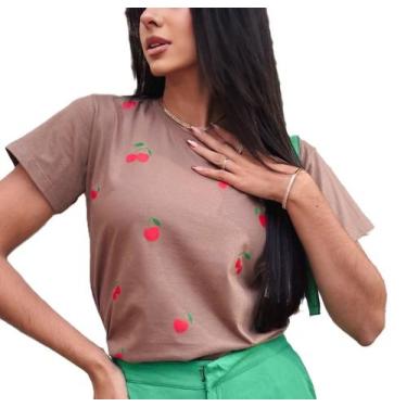 Imagem de T Shirt Cereja Poá. Blusa Marrom Nescau Cherry - Frimodas