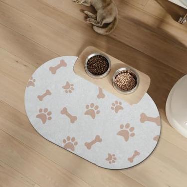 Imagem de YCT Tapis de nourriture pour chat - Tapis d'alimentation pour le sol - Tapis absorbant à séchage rapide - Pas de taches - Facile à nettoyer - Pour nourriture et eau - 30 x 46 cm - Beige