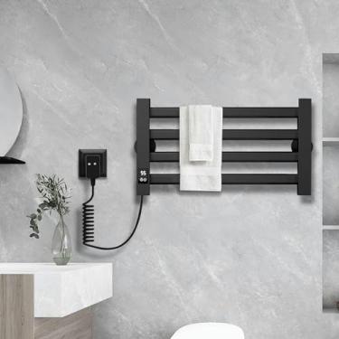 Imagem de Toalheiro radiador 55W Toalheiro aquecedor para banheiro Toalheiro radiador com tela LED Toalheiro elétrico com temporizador e termostato, aquecedor de fibra de carbono