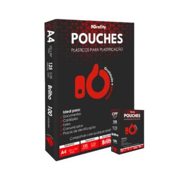 Imagem de Plastico Plastificação 200 Plastico Plastificação Grafity Grafity 1 Cento A4 e 1 Cento CPF 0,05mm 125 micras