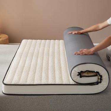 Imagem de DAHONGZI Colchão de chão dobrável dobrável japonês colchão de chão com padrão diamante cama casal deixa você mais confortável deitado na cama.