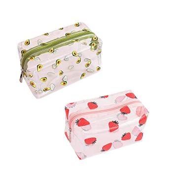 Imagem de 2 peças lindas bolsas de cosméticos cristalinas, Viagem Necessaires de maquiagem transparentes, Kit de pincéis de maquiagem portátil, Organização de desenhos à prova d'água para mulheres e meninas (opção de 2 peças B)