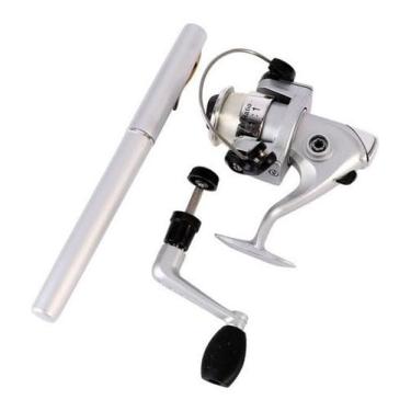 Imagem de Mini Vara De Pesca Tipo Caneta Pen Com Molinete + Linha (Prata)