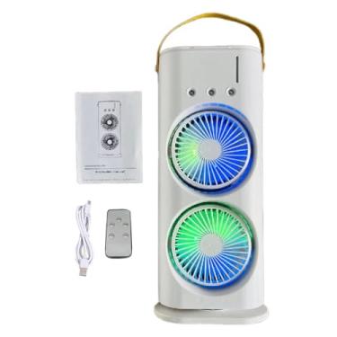 Imagem de Gralara Ventilador de mesa portátil ventilador oscilante 2 ventiladores giratórios pessoal silencioso ventilador de mesa para crianças meninas mulheres, com controle remoto