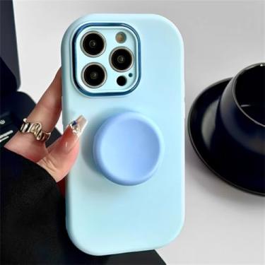Imagem de Candy Color Round Holder Capa à prova de choque para iPhone 15 14 13 12 11 Pro Max 7 8 Plus XS X XR SE 3 Capa de silicone macio de cor sólida, azul, para iphone XR