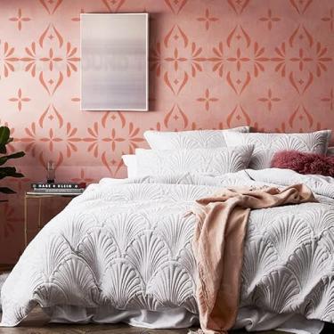 Imagem de Estêncil de 40 cm Damasco Vintage Retrô Luxo para Decoração Pintura de Azulejo Grandes Paredes Mandala Padrões Grandes Móveis Nicho Modelo de Parede Modelos Reutilizáveis Pintura