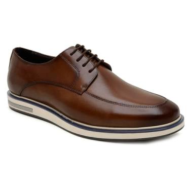 Imagem de Sapato Masculino Couro Anna Andrade Mocassim Casual Amarrar Derby Esporte Fino Cor:Marrom;Tamanho:39;Gênero:Masculino