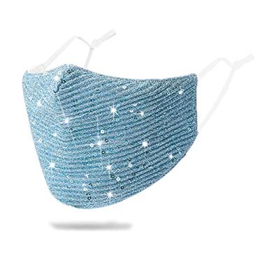 Imagem de Máscara de boca com lantejoulas brilhantes, designer de moda, capa facial de algodão com glitter e alças ajustáveis, reutilizável, baile de máscaras, boate, rave, festival, lantejoulas, cobertura