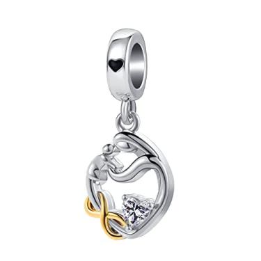 Imagem de YQSLIN Pulseira e colar com pingente de coração Infinity BFF árvore da vida mãe filha para pingentes europeus, Metal, Base