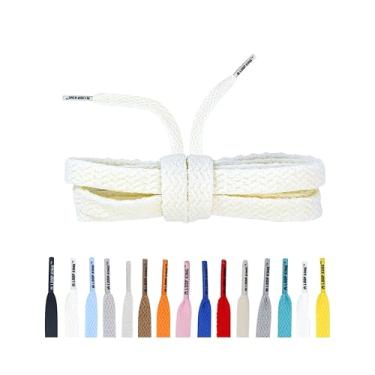 Imagem de Cadarços de sapato Loop King - Cadarços de algodão plano premium para tênis com pontas de plástico durável - Perfeito para adultos e crianças atléticas, Leitelho + pontas de plástico transparente, 6-7