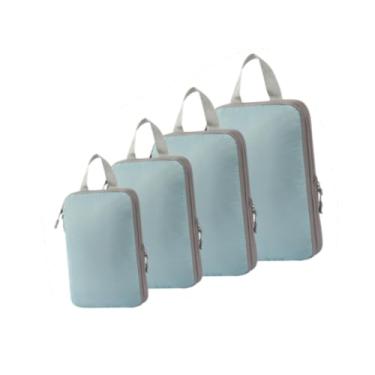 Imagem de Generic 4x Sacos de armazenamento de compressão Sacos de embalagem de viagem Organizadores de embalagem de bagagem reutilizáveis para uso diário Viagem de, Azul
