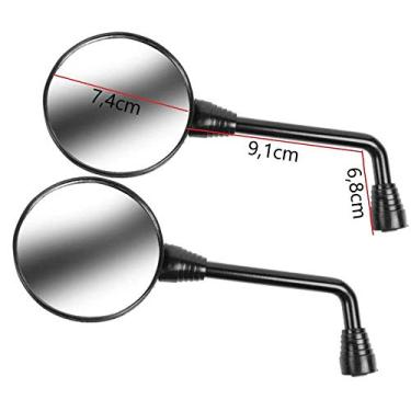 Imagem de Par Espelho Retrovisor Mini Bolinha Redondo 90º Rosca honda