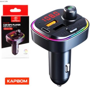 Imagem de Transmissor Veicular FM c/ Carregador  Mp3 Usb Pendrive Tomada turbo C