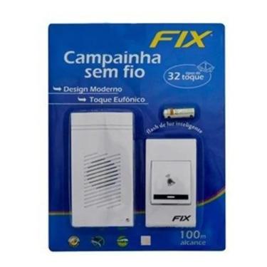 Imagem de Campainha Sem Fio Fix 32 Toques 100 Metros C/ Pilha - Home & More