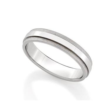 Imagem de Aliança de namoro fina anel de compromisso rommanel aço aro detalhe li