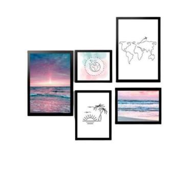 Imagem de Kit 5 Quadros Decorativos Com Molduras Viagem Mar - D'Cora