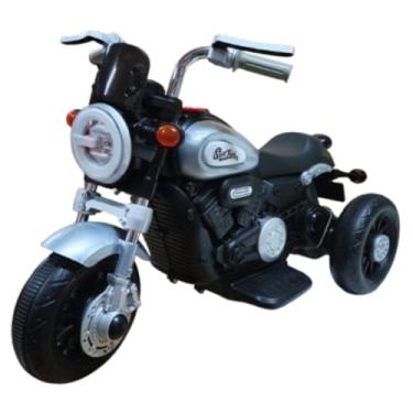 Imagem de Mini Moto Elétrica Infantil Chooper 6v Bivolt Cinza com Pedal Som e Luz