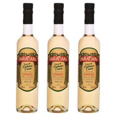 Imagem de Kit 3 Licores de Cachaça Paratiense 500 ml Creme Sabores Fino Tradicio