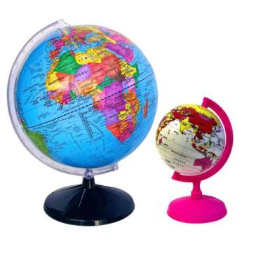 Imagem de Globo Terrestre Político Giratório Gigante + Mini Globo Baby Rosa - LI