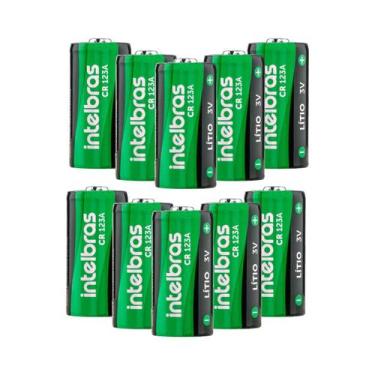 Imagem de Kit 10 Baterias Nao-Recarregavel De Litio 3 V Cr123A 1.400Mah Intelbra