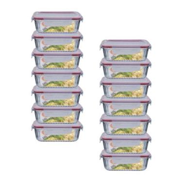 Imagem de Jogo 14 Potes 640ml Hermético Anel Vedação Canelado - Belo Vidro, POTE