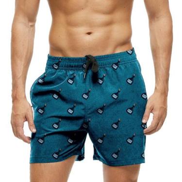 Imagem de Short Praia Shorts Banho Bermuda Verão Rum Bebida Azul Blue 1448 - SMO