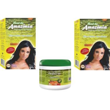 Imagem de Divina Dama Amazonia Preto Azulado Hene em Po 02x200gr + Creme Branco 