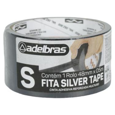 Imagem de Fita Preta Silver Tape 48mm X 5m Fita Adesiva Reforçada Adelbras - 1 U