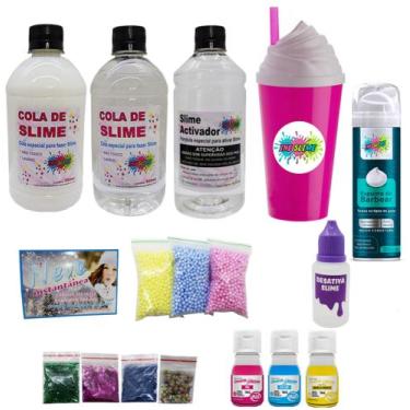 Imagem de Kit Slime Completo Cola Branca e Cola Transparente Espuma Copo - Ine s