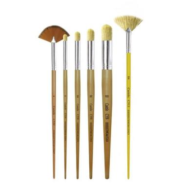 Imagem de Kit Com 6 Pincéis Artísticos Para Pintura Em Efeitos e Stencil - Pince