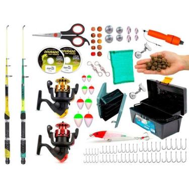 Imagem de Kit De Pescaria Completo 2 Varas 2 Molinetes 1 Caixa de Pesca e Acessó