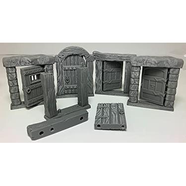 Imagem de HERO Creations - Portas articuladas – RPG – Dungeons and Dragons – DND – Pathfinder – O Senhor do Anel – miniatura (cinza/sem pintura) (5 cm de altura para humanóides)