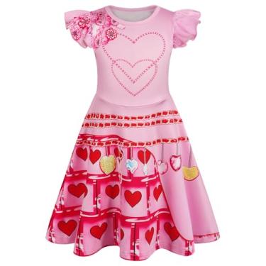 Imagem de WonderBabe Girls Bridget Descendants Costume for Kids Princess Bridget Pink Heart Dress Descendants Halloween Costume Movie Cosplay Clothes Outfit size 3-4t