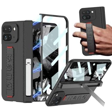 Imagem de YQODSZ Capa dobrável para Google Pixel 9 Pro com pulseira, capa dobrável para Google 9 Pro com cobertura total, capa protetora com suporte de dobradiça, capa protetora para Google Pixel 9 Pro Fold