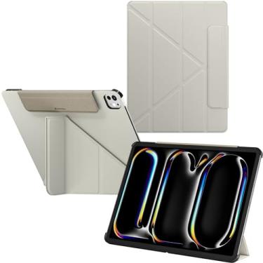 Imagem de SwitchEasy Capa Origami 2024 para iPad Pro 11' - Capa protetora com suporte para lápis, suporte multiângulo, capa Morandi, carregamento Apple Pencil Pro, Starlight White
