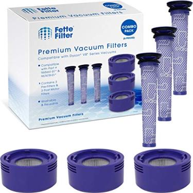 Imagem de Fette Filter - 3 pré-filtros e 3 filtros Hepa compatíveis com aspiradores sem fio Dyson V6, V7, V8, Dc59, Dc58. Compare com a peça # 965661-01 e 967478. Pacote com 3