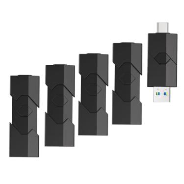 Imagem de RAOYI Pacote com 5 unidades flash drive USB C de 64 GB 2 em 1 tipo C + pen drive USB 3.0 Dual OTG retrátil tipo-C pen drive USB-C para iPhone 17/16/15 iPad Pro Android Smartphone Tablet PC (preto)